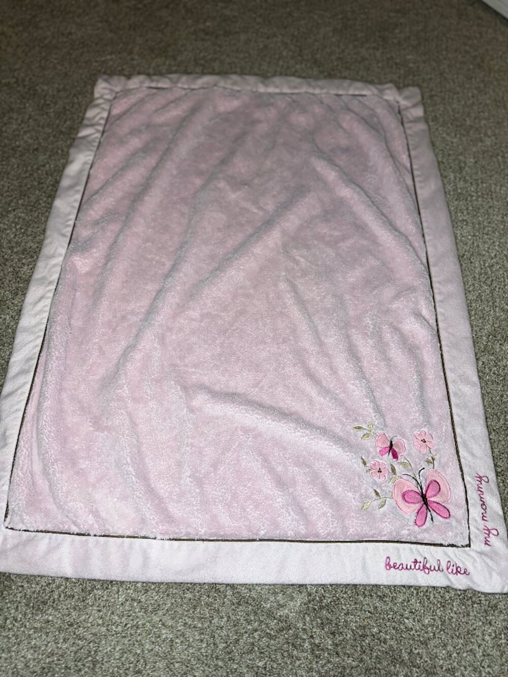 Koala Baby “Beautiful Like My Mommy” Blanket Plush Pink Butterflies Flowers